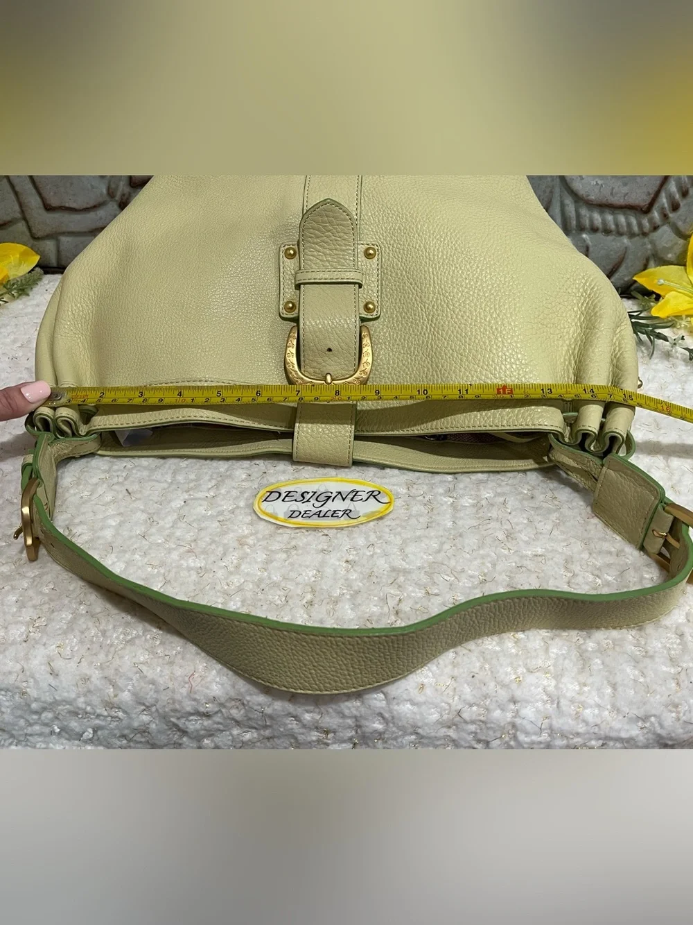 DOONEY & BOURKE  Vintage Pebbled Leather Lime Green Hobo Shoulder Bag